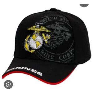 U.S. Marine Corps Black & Red Embroidered Hat